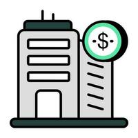 un único diseño icono de financiero edificio vector