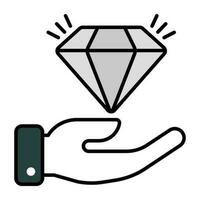 Diamond on hand showcasing premium service vector