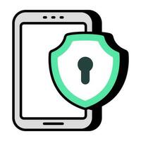 Conceptual flat design icon of mobile security vector