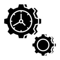 Vector design of time management, clock inside gear