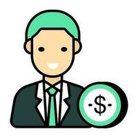 Dollar with human showcasing investor icon vector