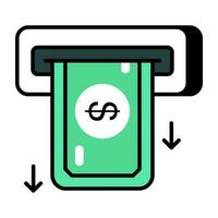 Editable design icon of money withdrawal vector