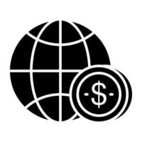 Dollar on globe, vector design of global money