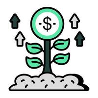 An editable design icon of dollar plant vector