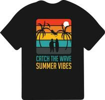 verano día camiseta vector diseño para impresión con verano citas