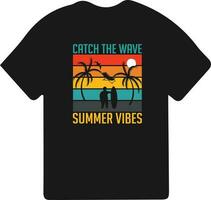 verano día camiseta vector diseño para impresión con verano citas