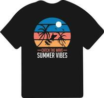 verano día camiseta vector diseño para impresión con verano citas