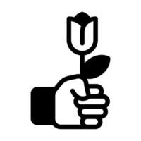 Hand Holding Rose icon vector