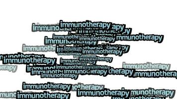 animated video scattered with the words IMMUNOTHERAPY on a white background