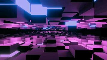vj loop abstract seamless cube animation in endless space with neon lights video