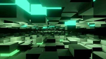 vj loop abstract seamless cube animation in endless space with neon lights video