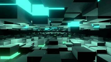 vj loop abstract seamless cube animation in endless space with neon lights video