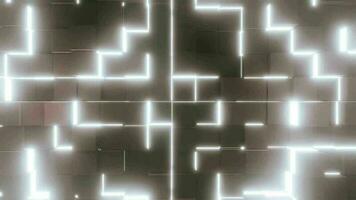 vj Schleife 3d Würfel Mauer mit Neon- Beleuchtung Hintergrund video