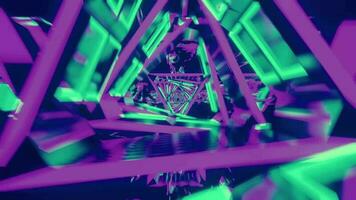 vj ciclo continuo Multi colorato triangolo tunnel sfondo video