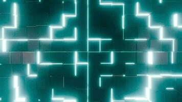 vj loop 3d cube wall with neon lights background video