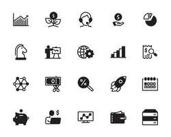 Creative business solutions related icon set. Innovation team management. vector