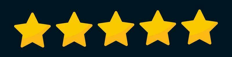 Five stars rating icon. Five stars customer product rating. Vector illustration. Premium quality. Golden stars