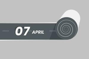 April 7 calendar icon rolling inside the road. 7 April Date Month icon vector illustrator.