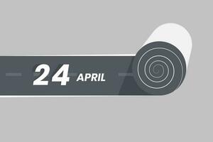 April 24 calendar icon rolling inside the road. 24 April Date Month icon vector illustrator.