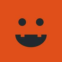 Halloween pumpkin or monster emoji on orange background vector