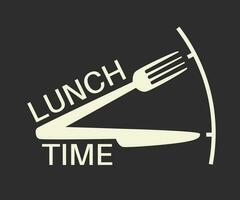 Lunch time text with fork and knife. vector