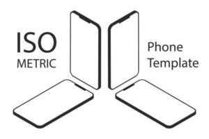 Isometric frameless cell phone templates on white background vector