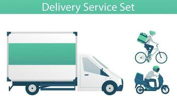 Set of vehicles for fast express delivery service vector