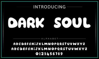 Playful style font design, childish alphabet letters and numbers vector illustration