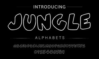 Playful style font design, childish alphabet letters and numbers vector illustration