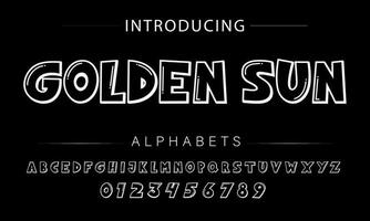 Playful style font design, childish alphabet letters and numbers vector illustration