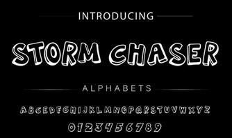 Playful style font design, childish alphabet letters and numbers vector illustration