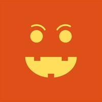 Halloween pumpkin or monster emoji on orange background vector