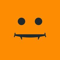 Halloween pumpkin or monster emoji on orange background vector