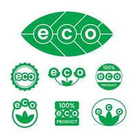 eco simpático producto pegatinas, etiquetas, etiquetas, iconos vector