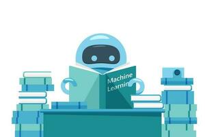 Bot reading machine learning book vector