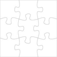 Jigsaw pieces template. Nine jigsaw puzzle parts vector