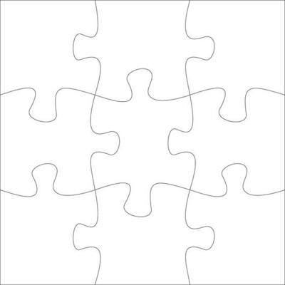 Jigsaw pieces template. Nine jigsaw puzzle parts