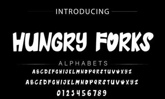 Playful style font design, childish alphabet letters and numbers vector illustration