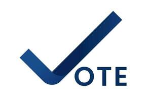 Blue vote word logo as checkmark symbol. vector