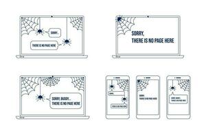 404 error page with funny spider inside laptop vector