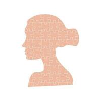 Girl or woman head with jigsaw pieces. vector