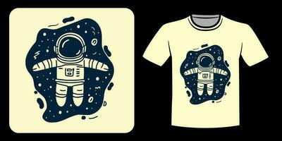 astronaut floating in space for t-shirt design vector