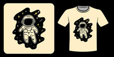 astronauta flotante en espacio para camiseta diseño vector