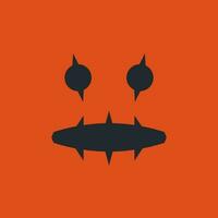 Halloween pumpkin or monster emoji on orange background vector