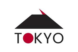 Japón ciudad tokio logo con creciente Dom símbolo. vector