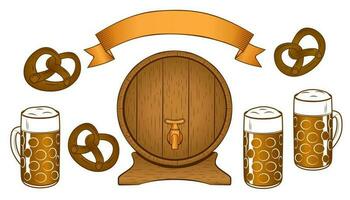 Set of beer theme objects vector