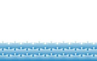 Blue puzzle pieces. Jigsaw frame.  Water waves vector