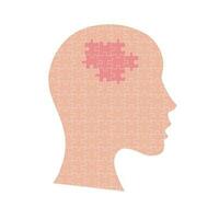 Woman head with puzzle and jigsaw inside. vector