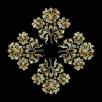 Floral Golden Ornament Vector Art, Golden Floral Ornaments, Floral Decorative Elements Vector