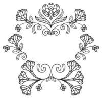 Flower ivy frame hand drawn for adult coloring book vector